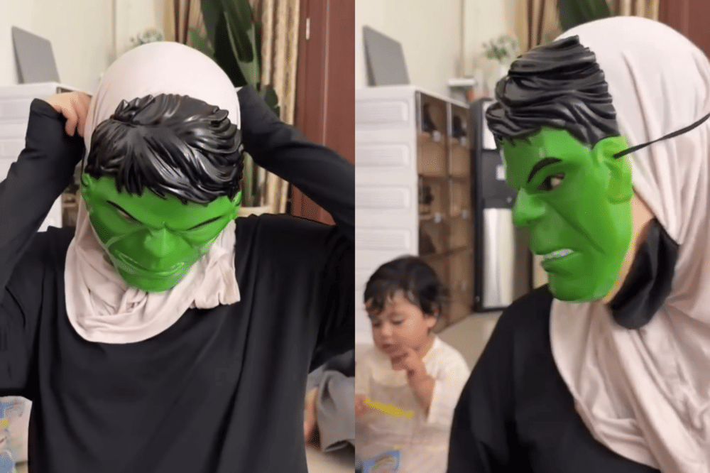 Miskah Shafa Prank Aisha Pakai Topeng Hulk 3