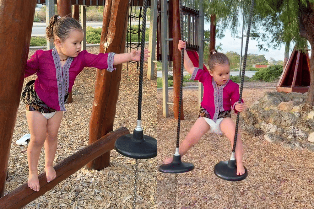 Briella âBayi Samsonâ Main Playground Pakai Kebaya bak Ninja Warrior
