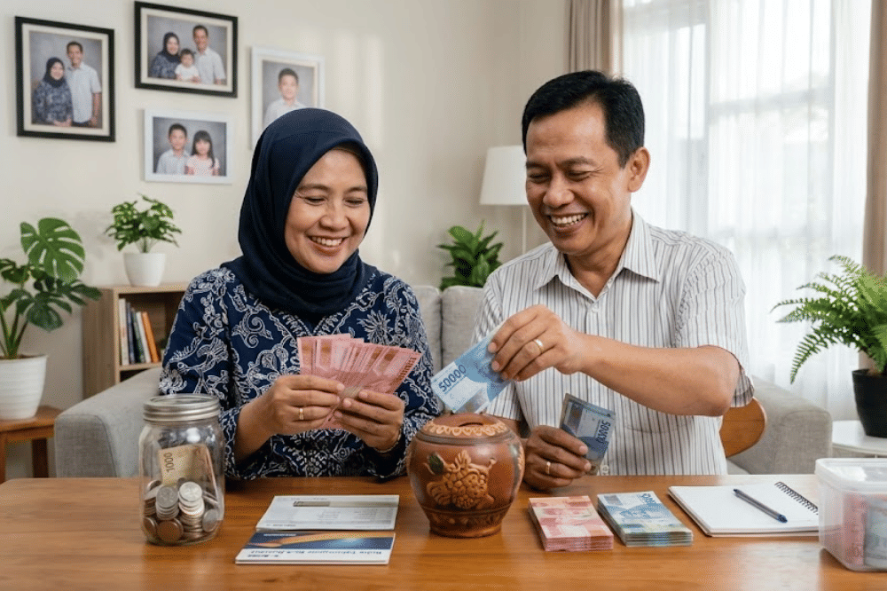 Orangtua sedang menyisihkan uang
